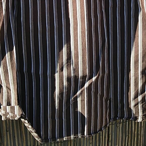 Sean John Men's Brown Tan White Striped Button Down - 15 1/2 - 34/35 - Picture 12 of 12